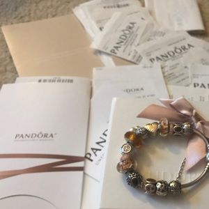 Flash SALE⏰Full Pandora Bracelet + safety clip chain+12 mixed charms
